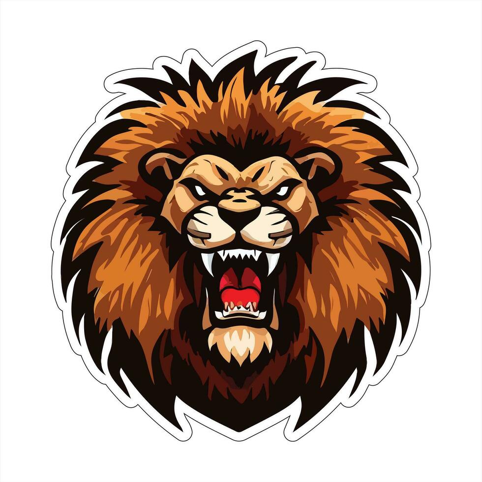 Lion face and head vector art sticker and logo template