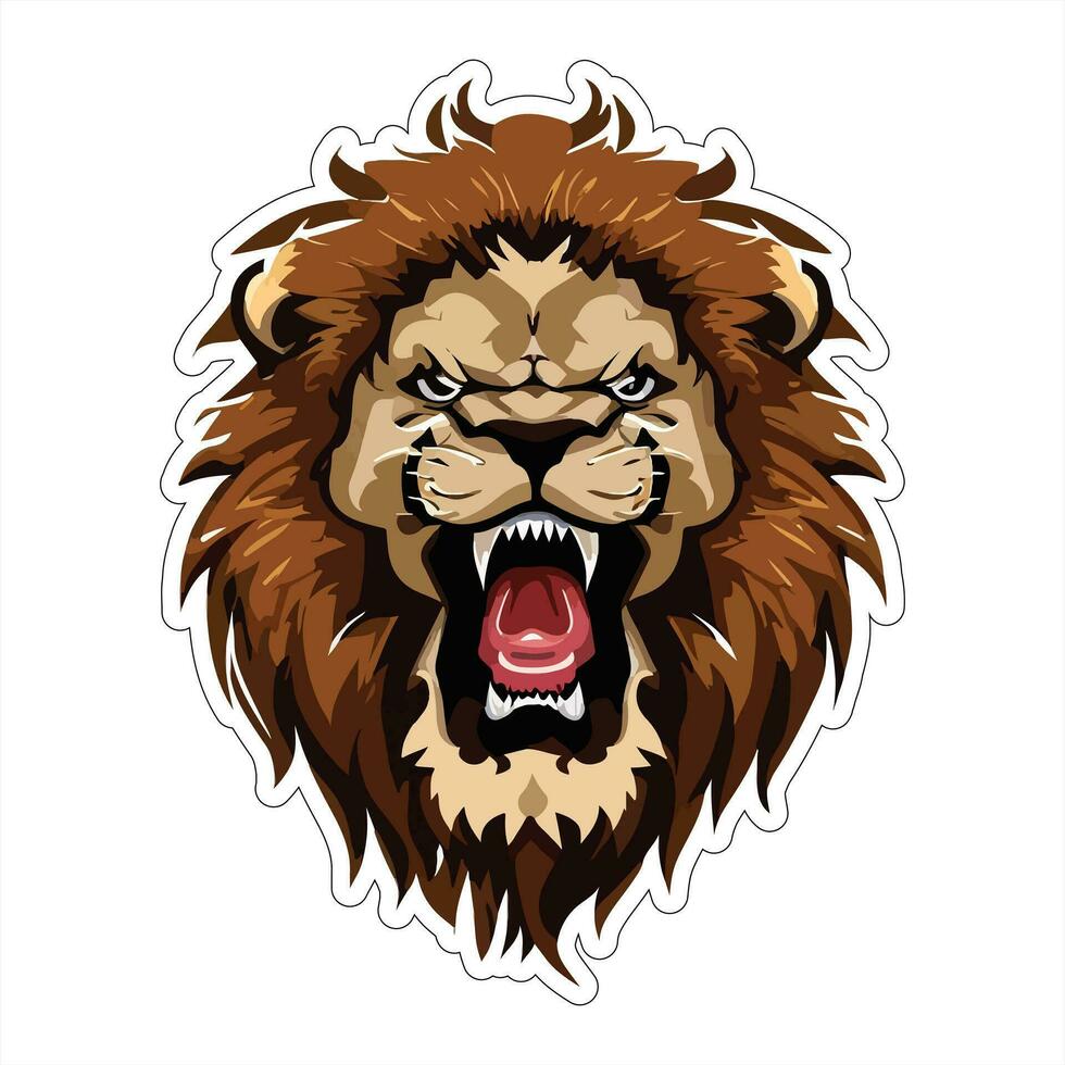 Lion face and head vector art sticker and logo template