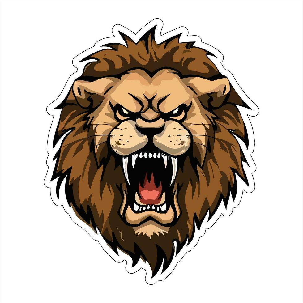 Lion face and head vector art sticker and logo template