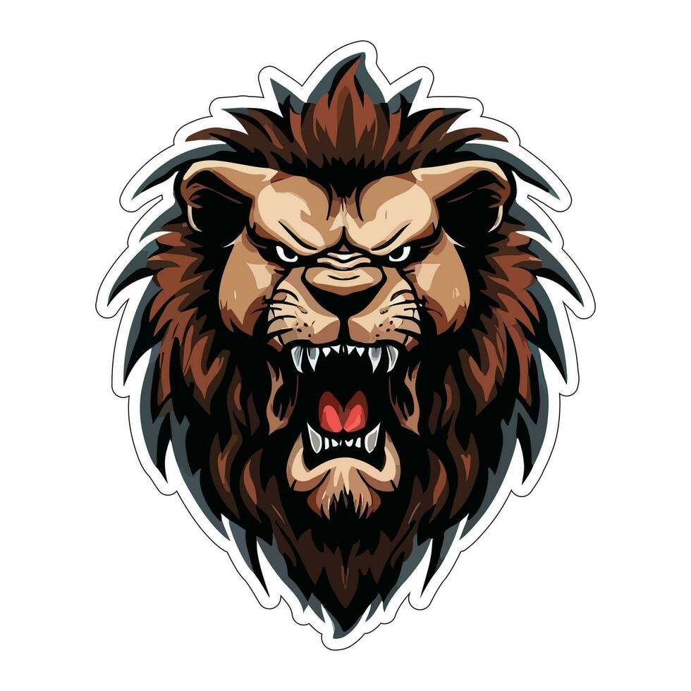 Lion face and head vector art sticker and logo template