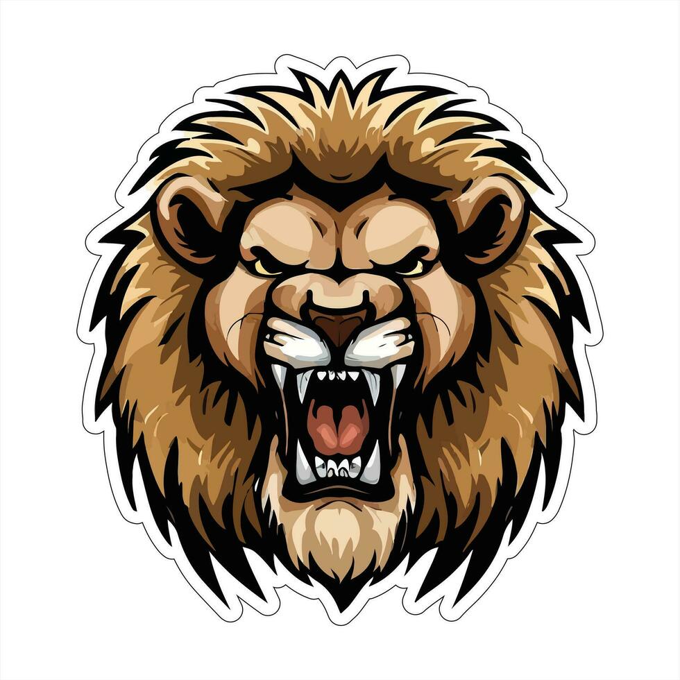 Lion face and head vector art sticker and logo template