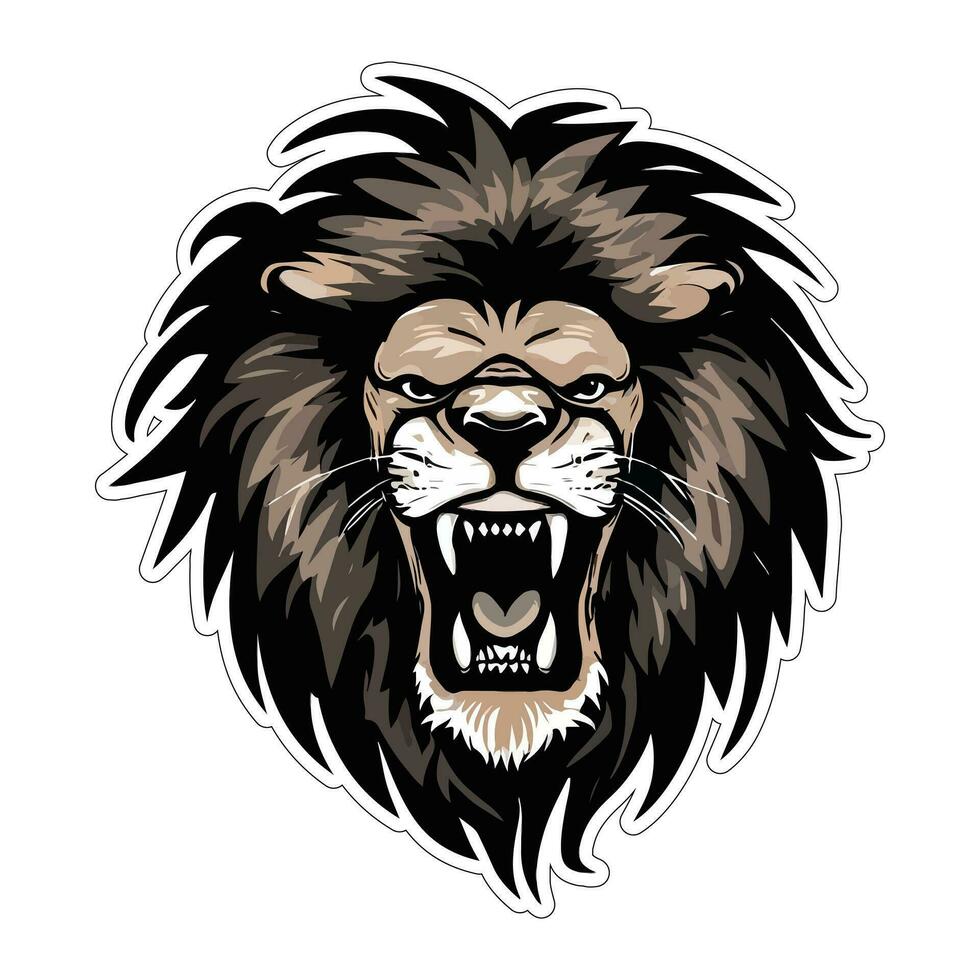 Lion face and head vector art sticker and logo template