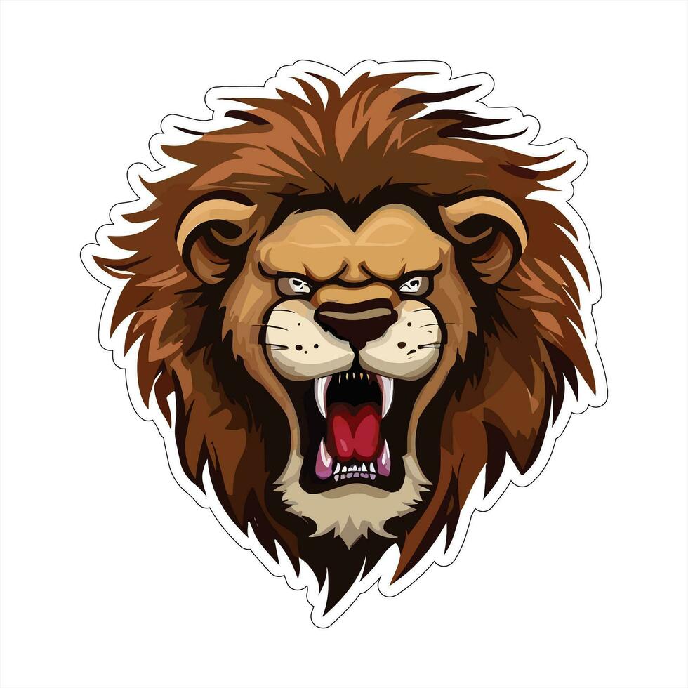 Lion face and head vector art sticker and logo template