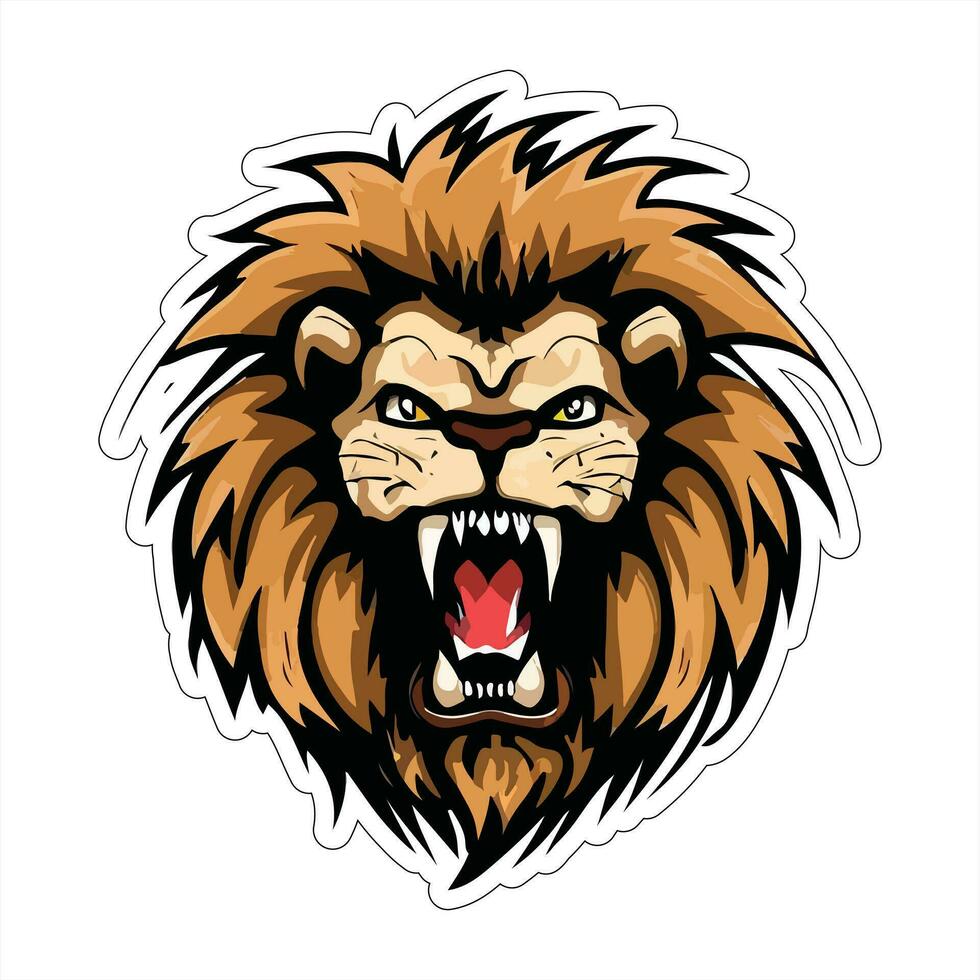 Lion face and head vector art sticker and logo template