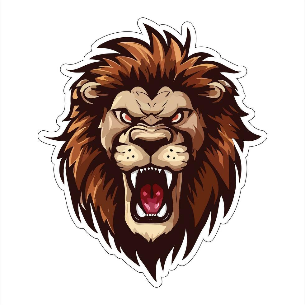 Lion face and head vector art sticker and logo template