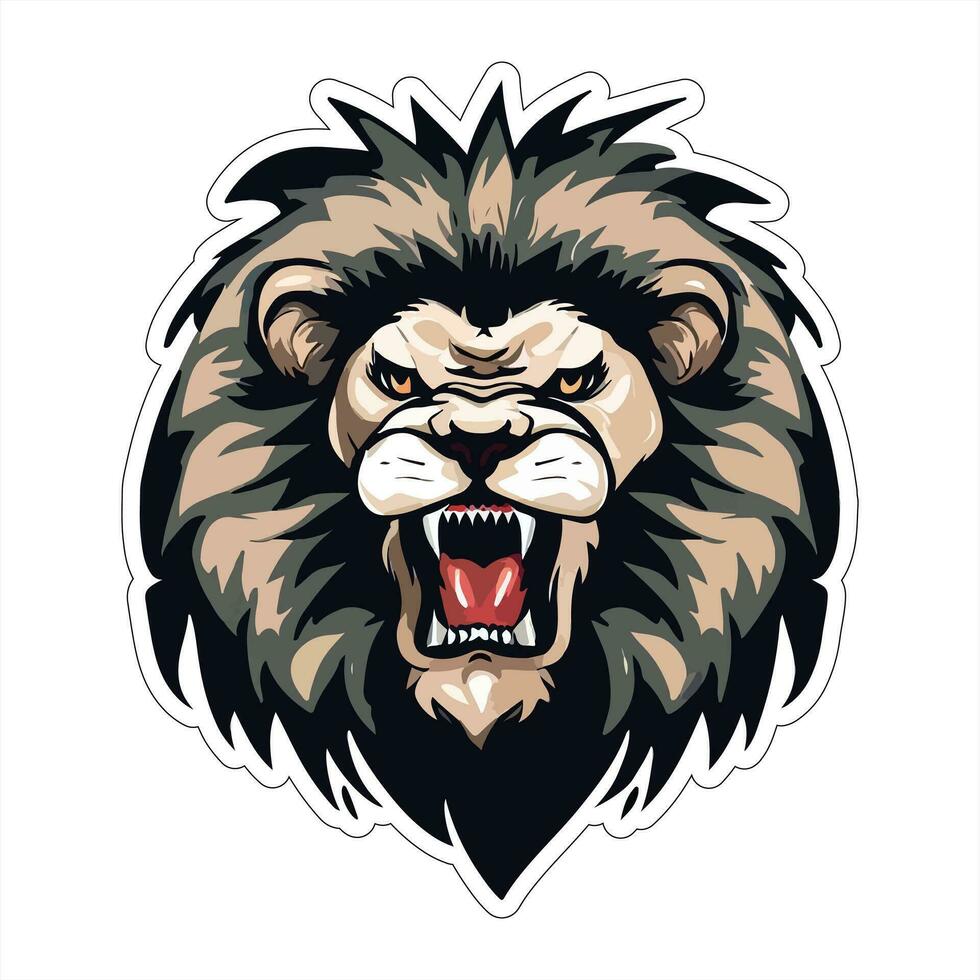 Lion face and head vector art sticker and logo template