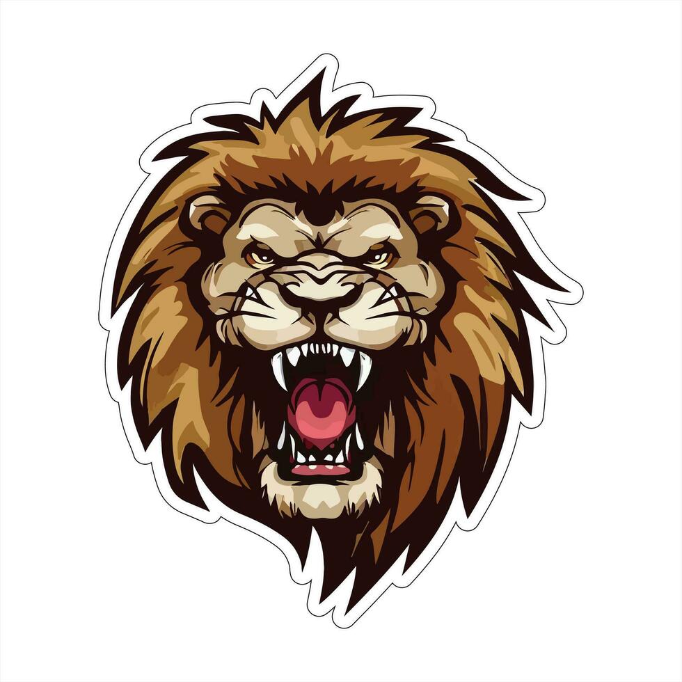 Lion face and head vector art sticker and logo template