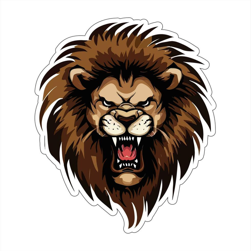 Lion face and head vector art sticker and logo template