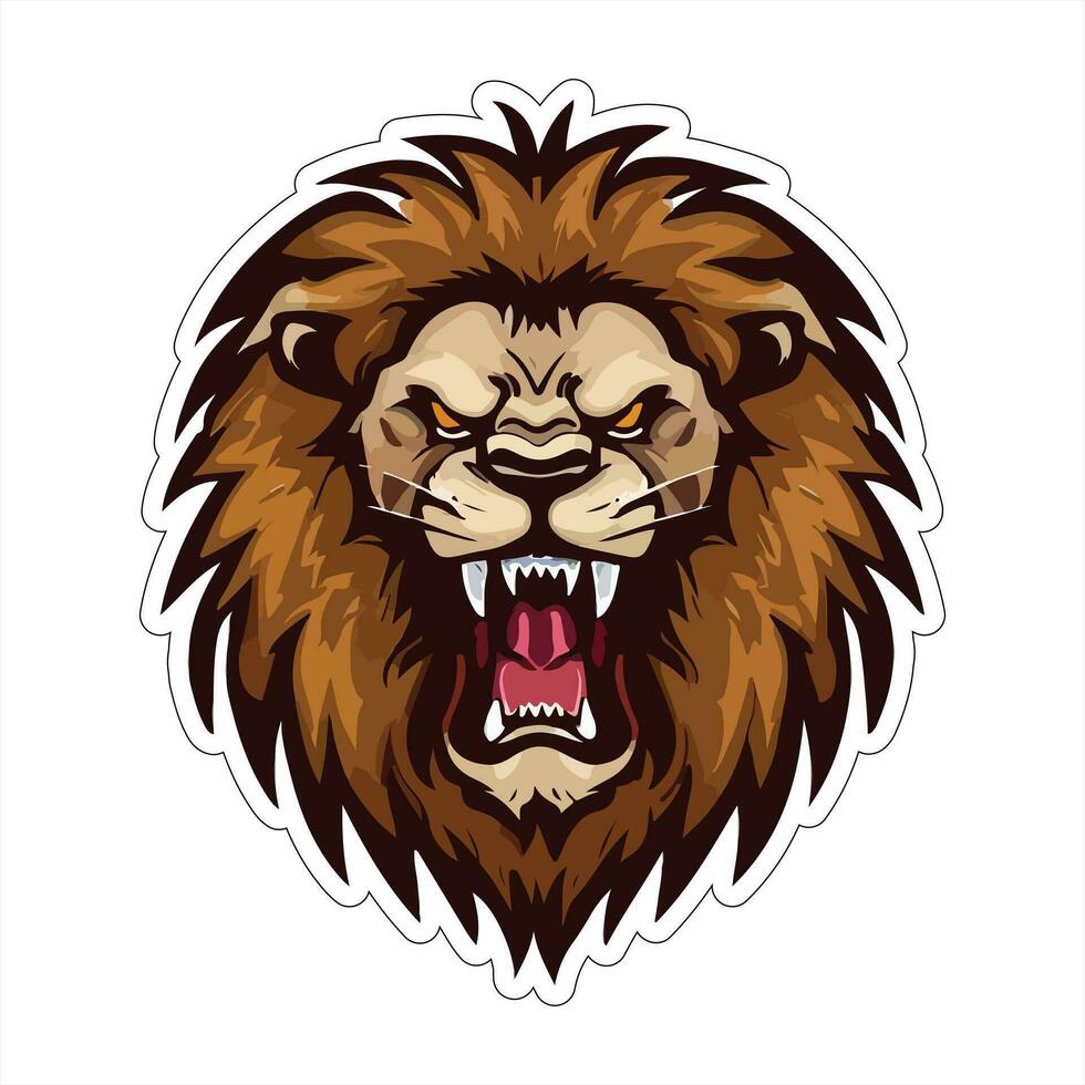 Lion face and head vector art sticker and logo template