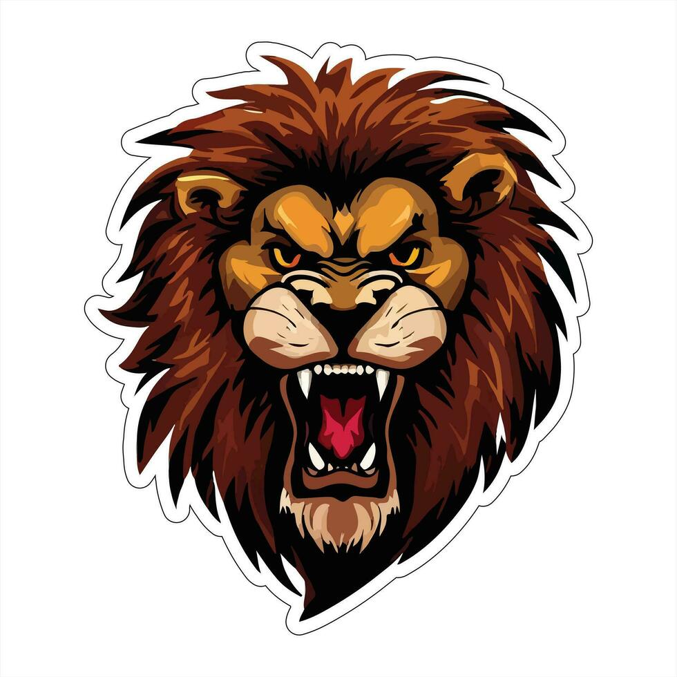 Lion face and head vector art sticker and logo template