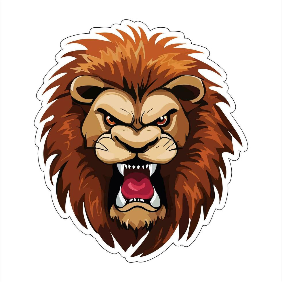 Lion face and head vector art sticker and logo template