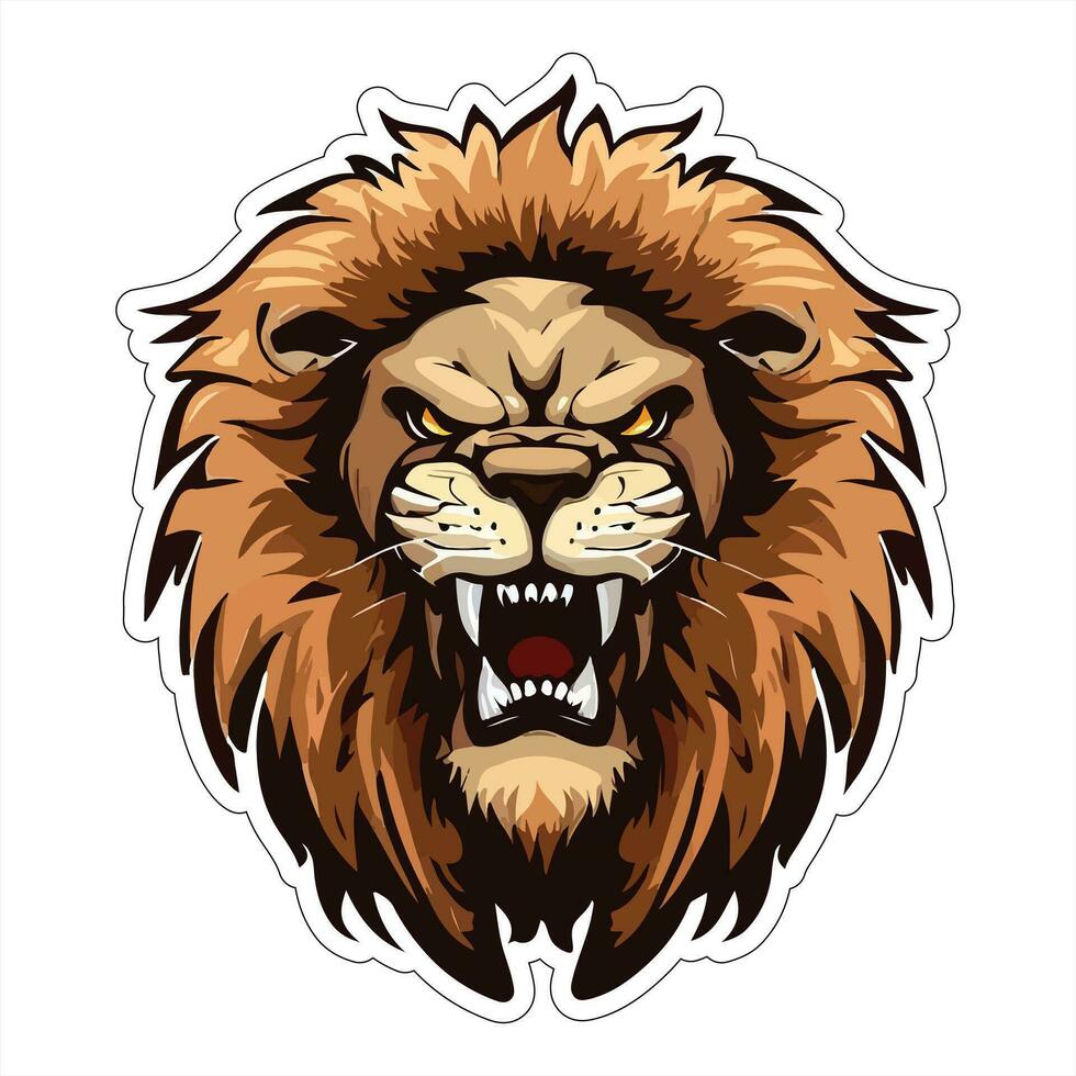 Lion face and head vector art sticker and logo template