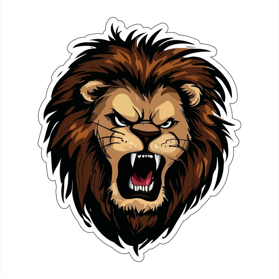 Lion face and head vector art sticker and logo template