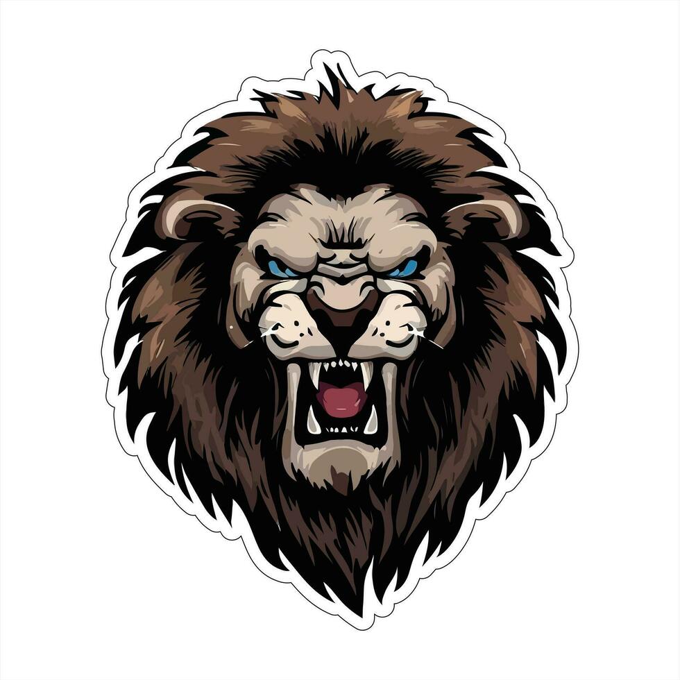 Lion face and head vector art sticker and logo template