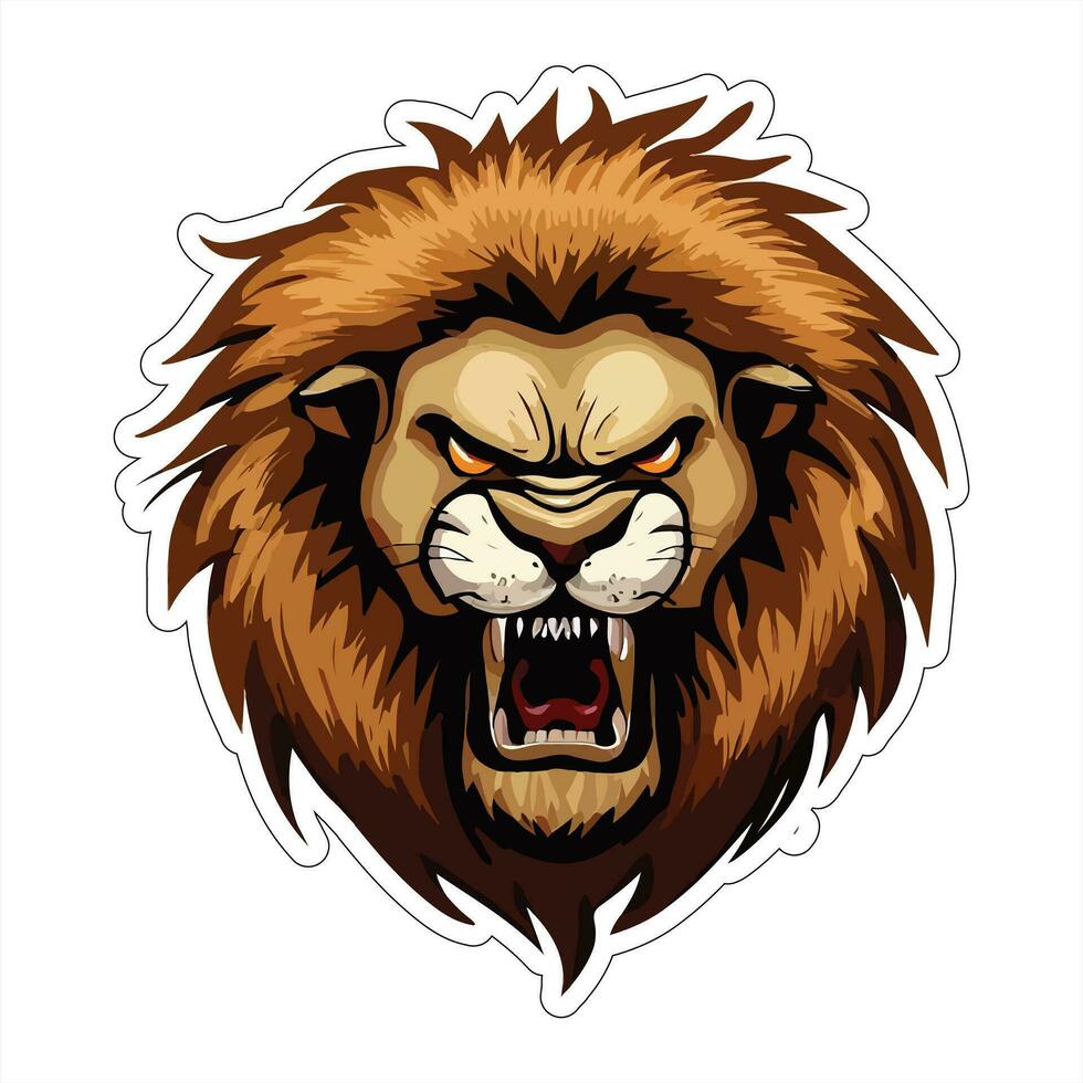 Lion face and head vector art sticker and logo template