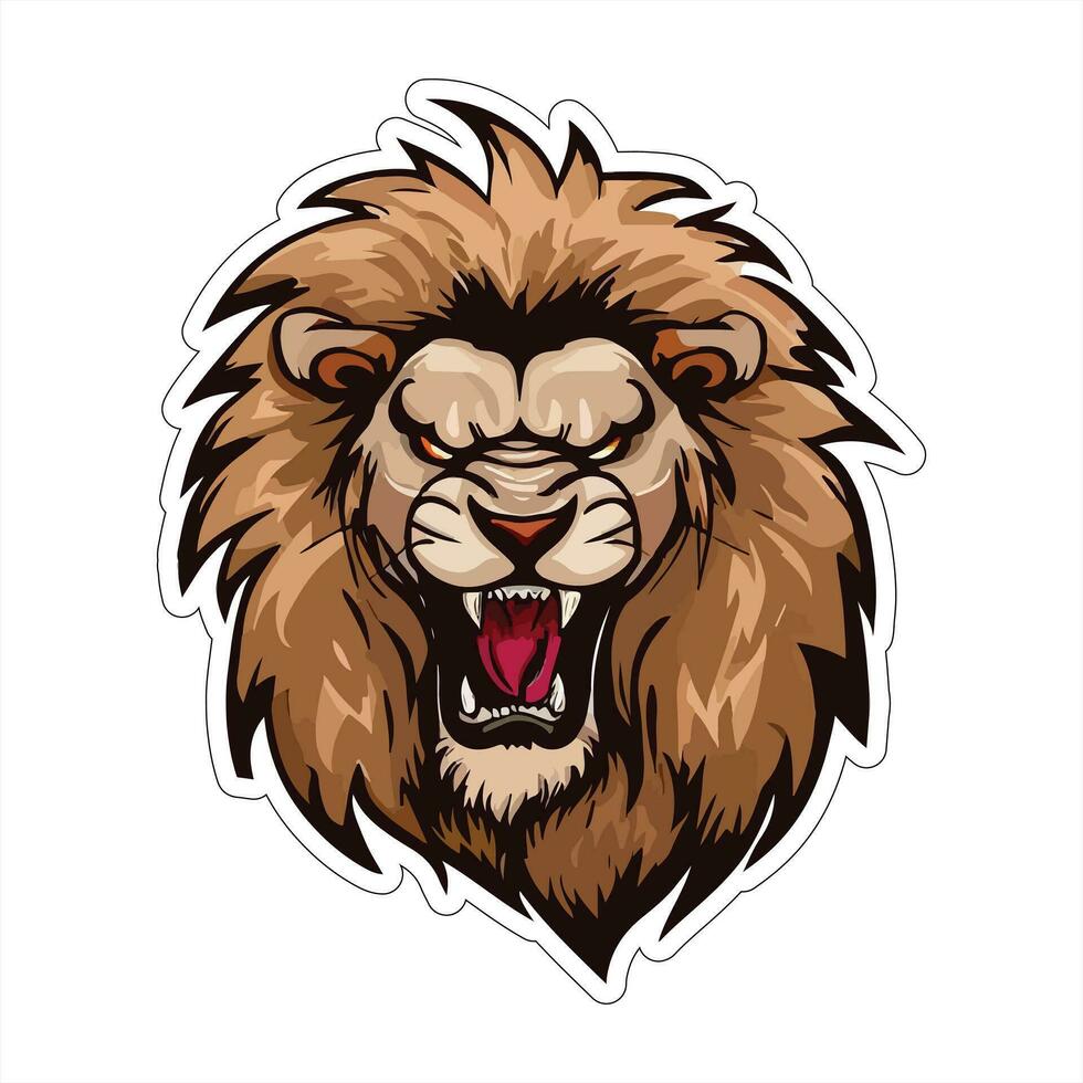 Lion face and head vector art sticker and logo template