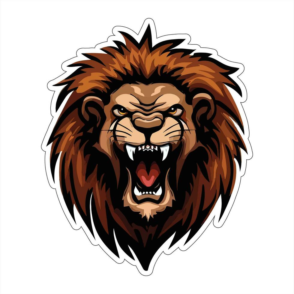 Lion face and head vector art sticker and logo template