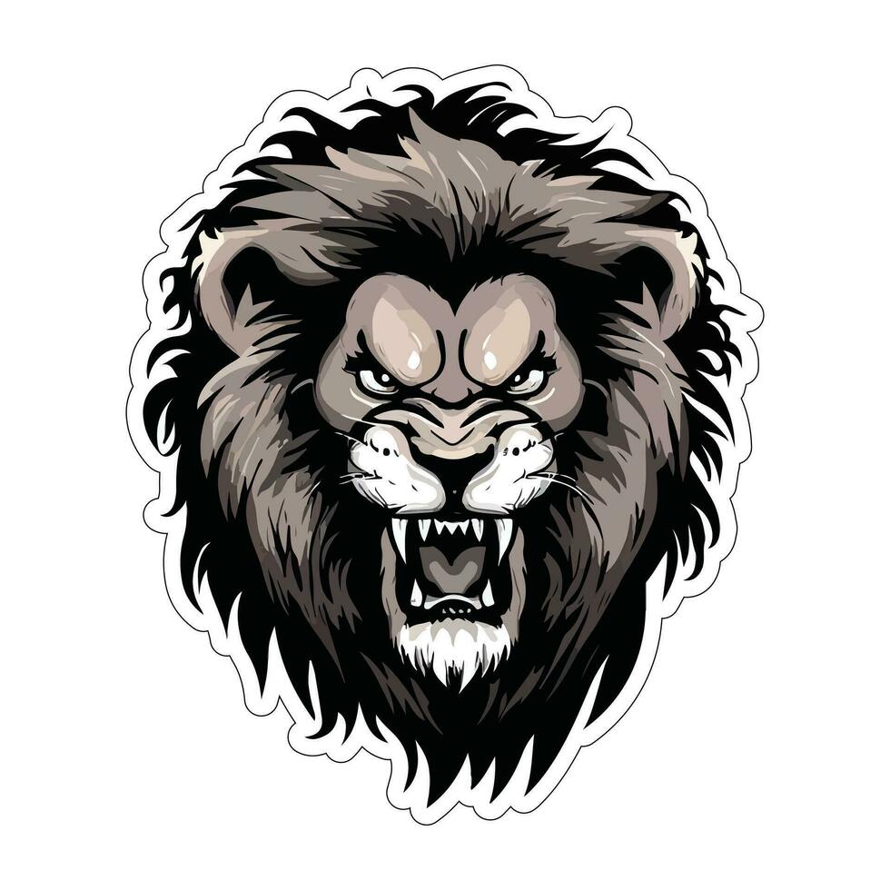 Lion face and head vector art sticker and logo template