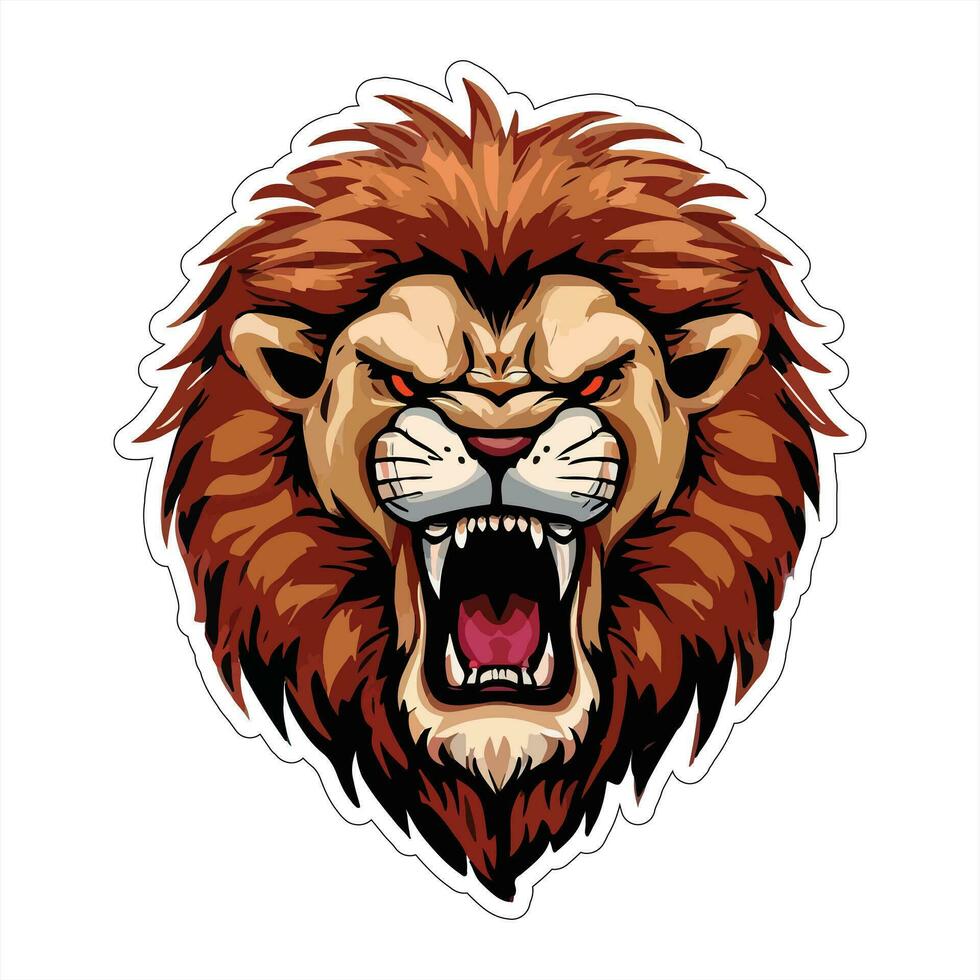 Lion face and head vector art sticker and logo template
