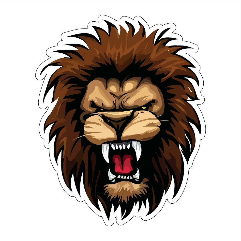 Lion face and head vector art sticker and logo template