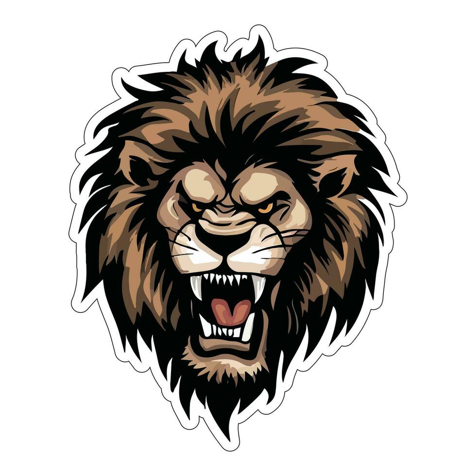Lion face and head vector art sticker and logo template
