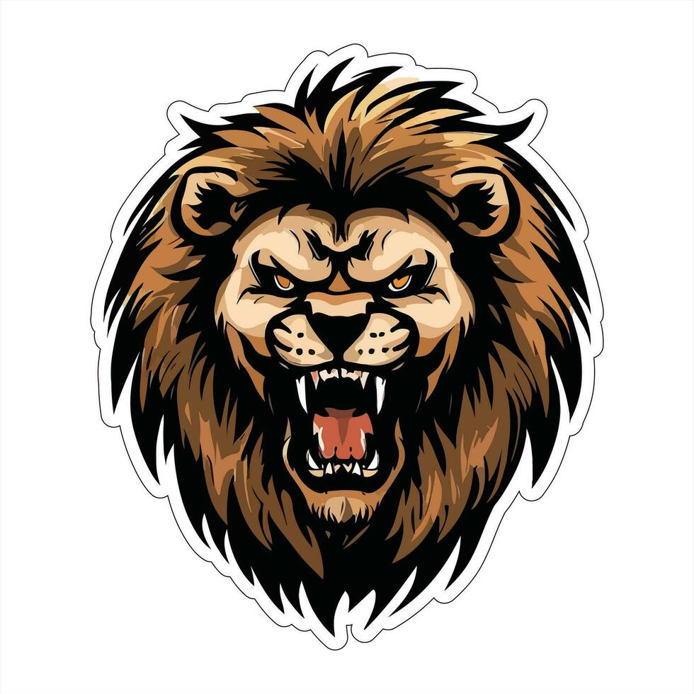 Lion face and head vector art sticker and logo template