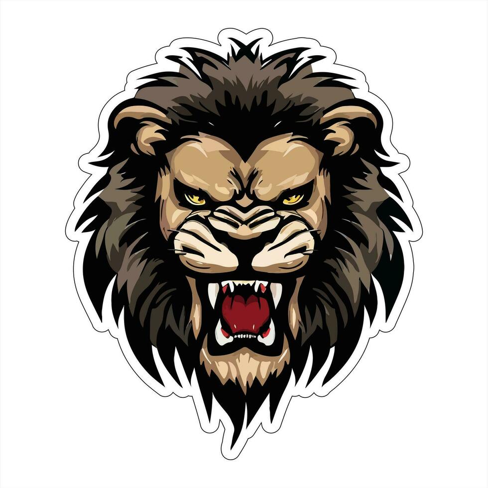 Lion face and head vector art sticker and logo template