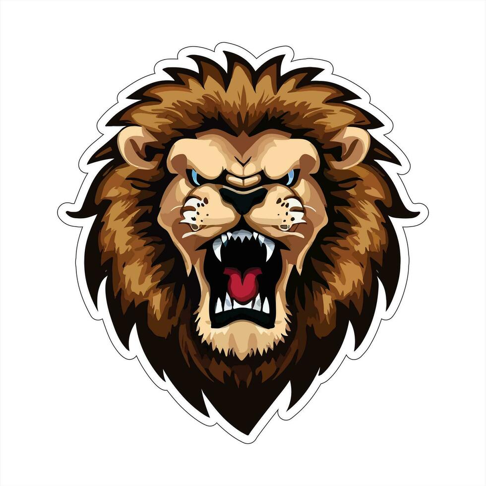 Lion face and head vector art sticker and logo template