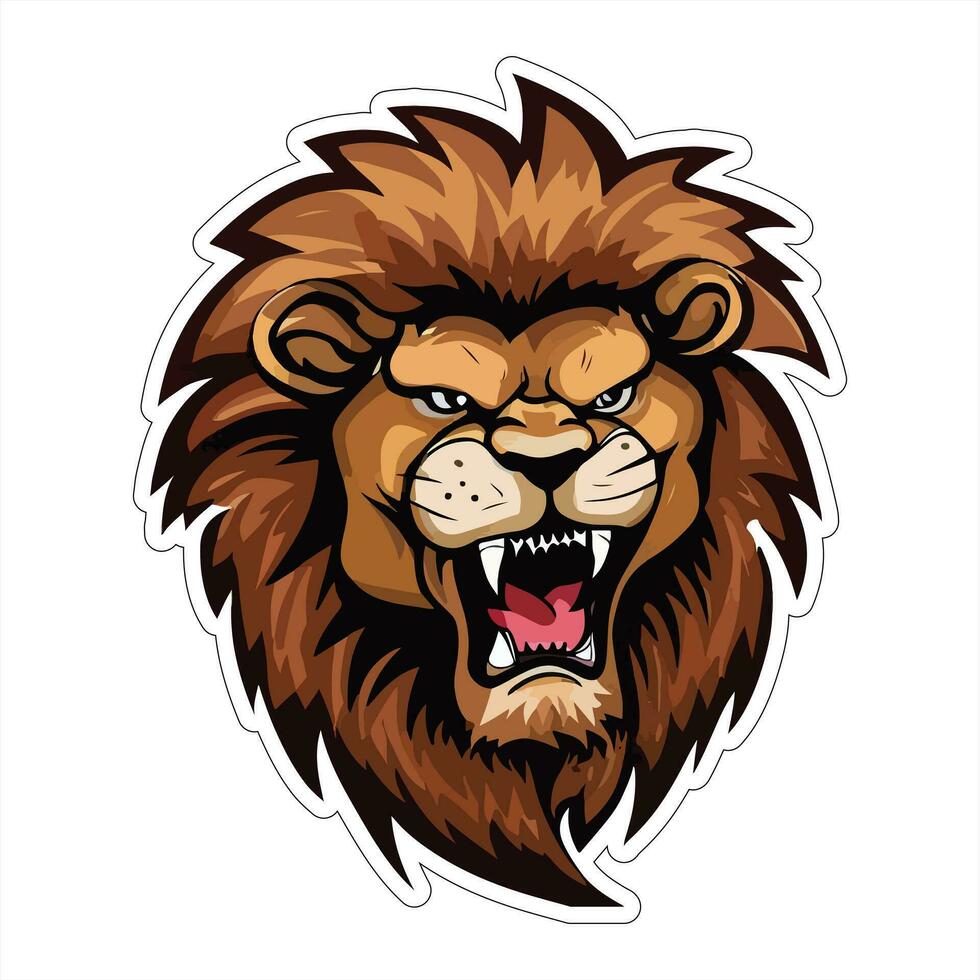 Lion face and head vector art sticker and logo template