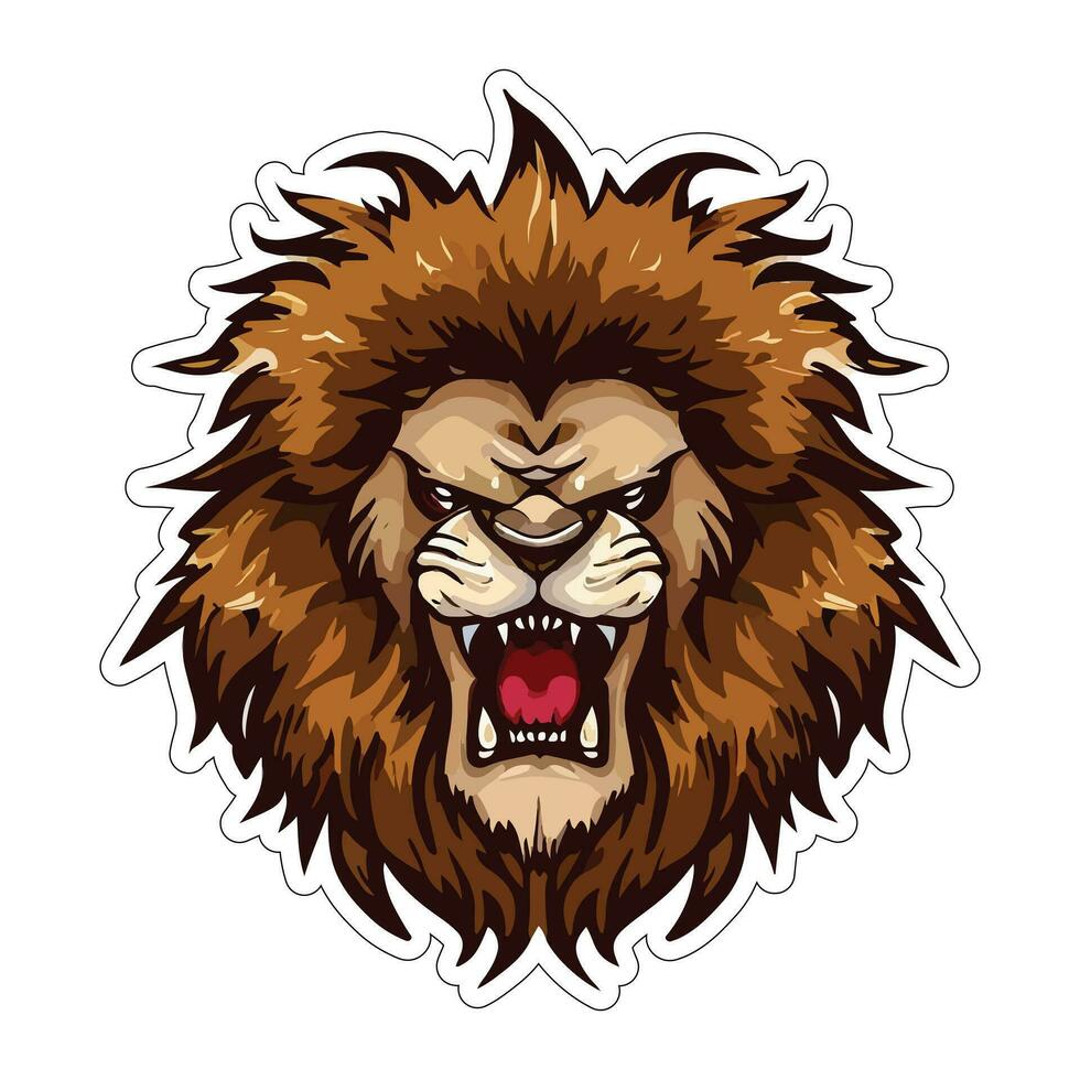 Lion face and head vector art sticker and logo template