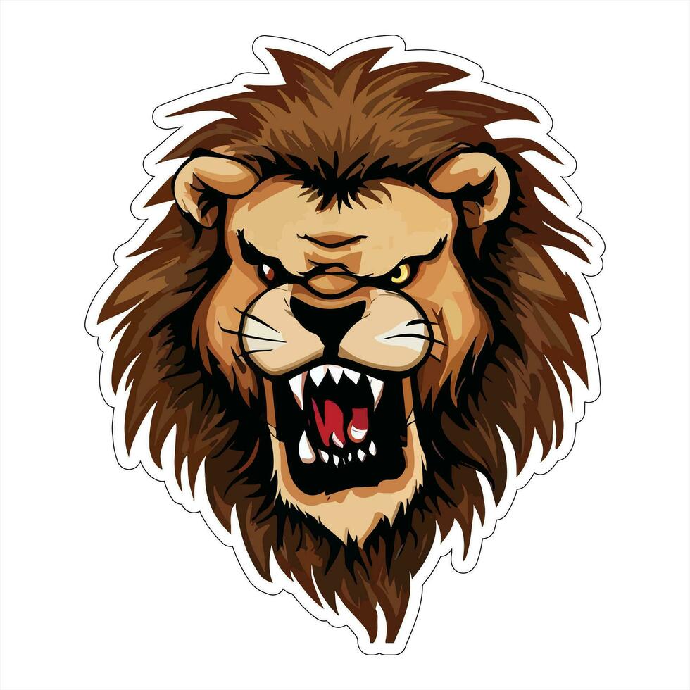 Lion face and head vector art sticker and logo template