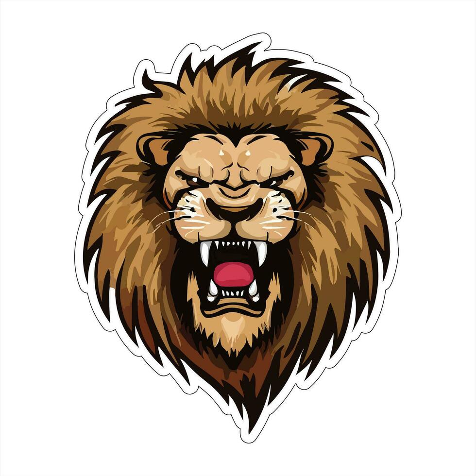 Lion face and head vector art sticker and logo template