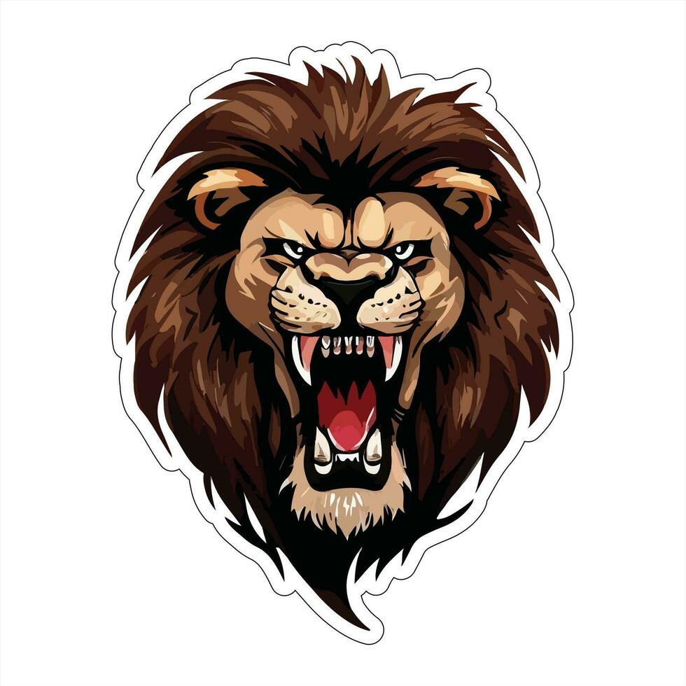 Lion face and head vector art sticker and logo template