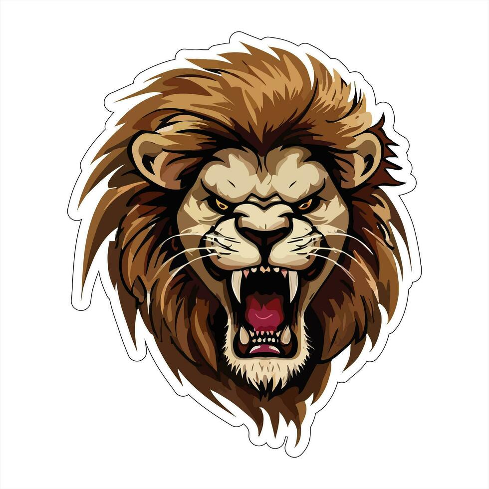 Lion face and head vector art sticker and logo template