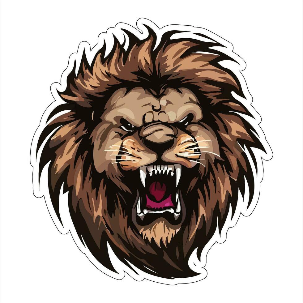 Lion face and head vector art sticker and logo template