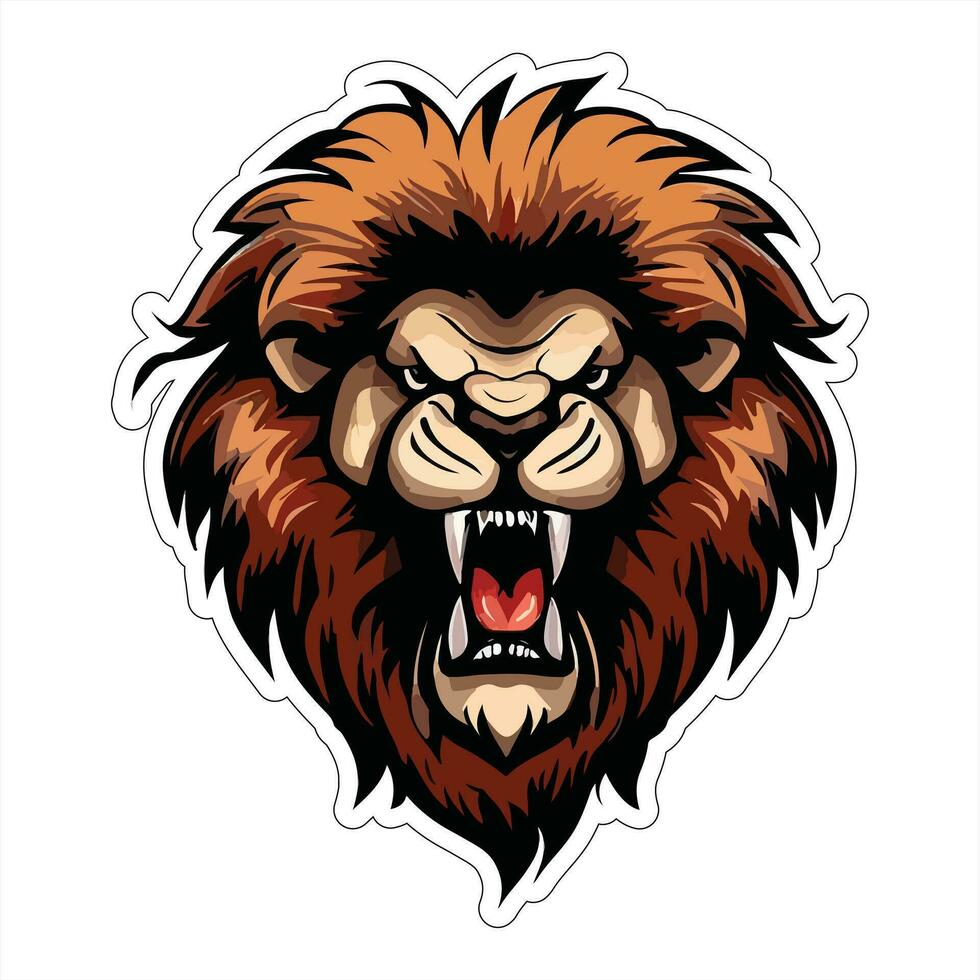 Lion face and head vector art sticker and logo template