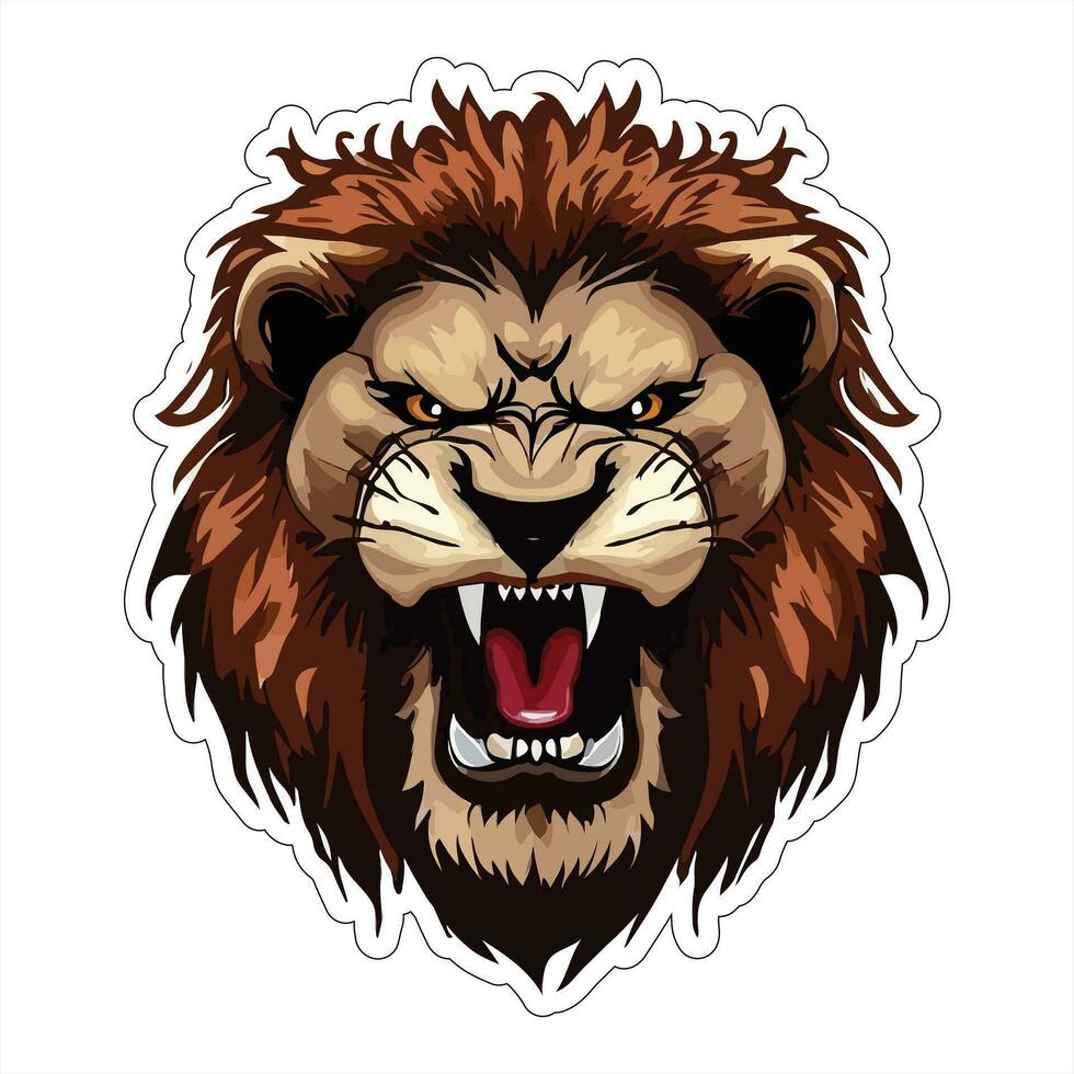 Lion face and head vector art sticker and logo template