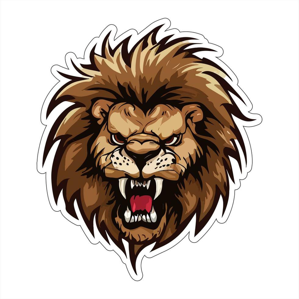 Lion face and head vector art sticker and logo template