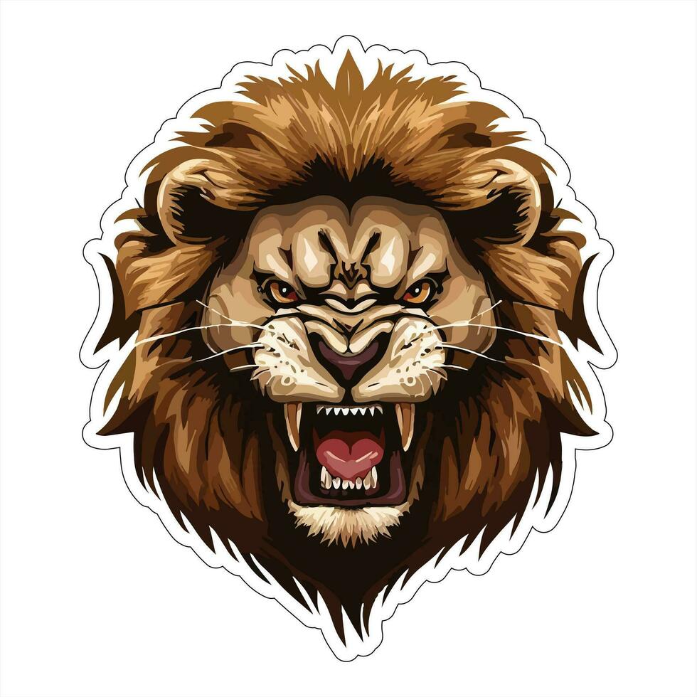 Lion face and head vector art sticker and logo template