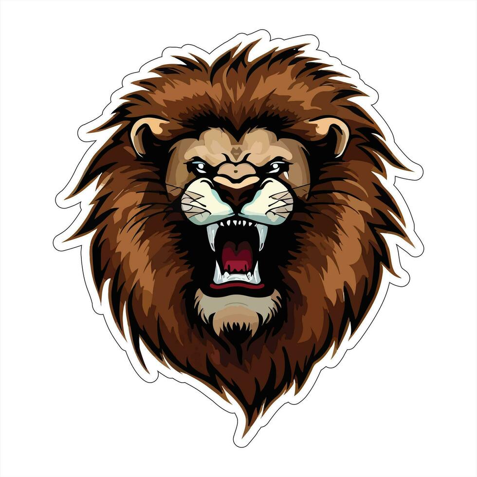 Lion face and head vector art sticker and logo template