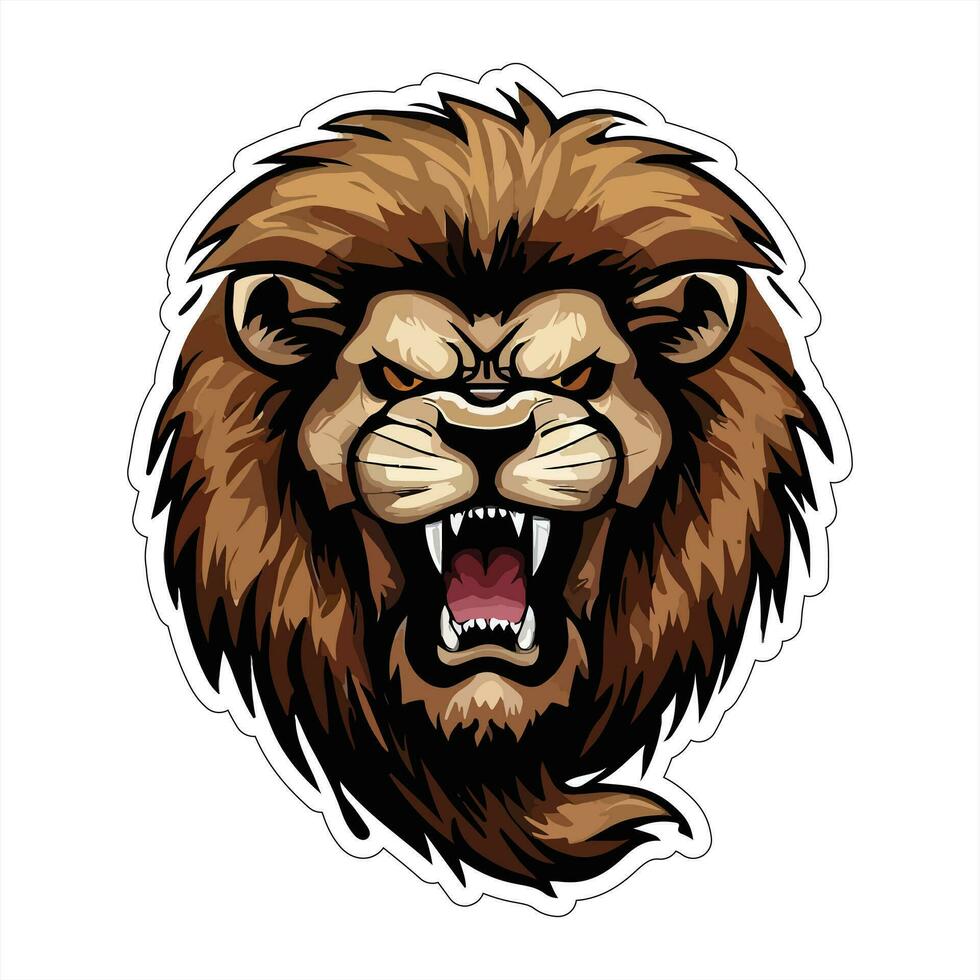 Lion face and head vector art sticker and logo template