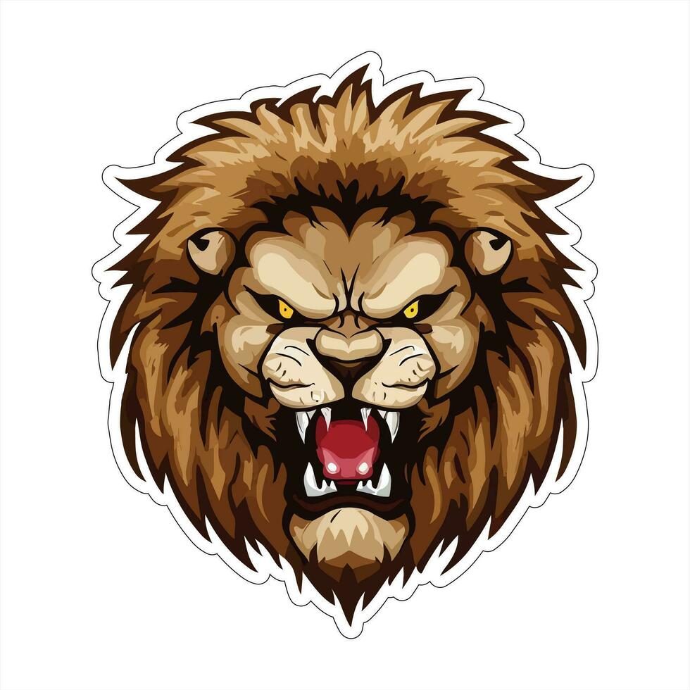 Lion face and head vector art sticker and logo template