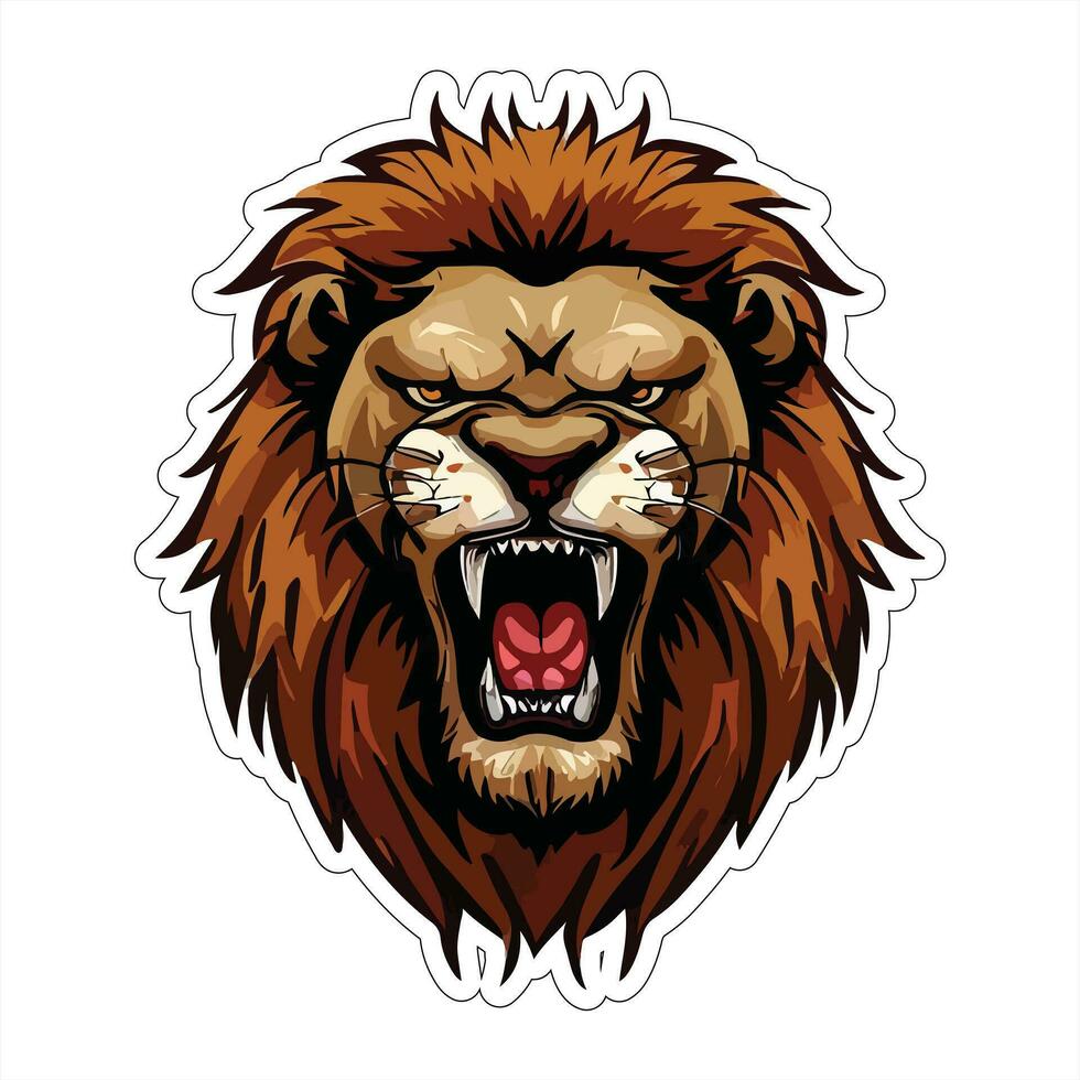 Lion face and head vector art sticker and logo template