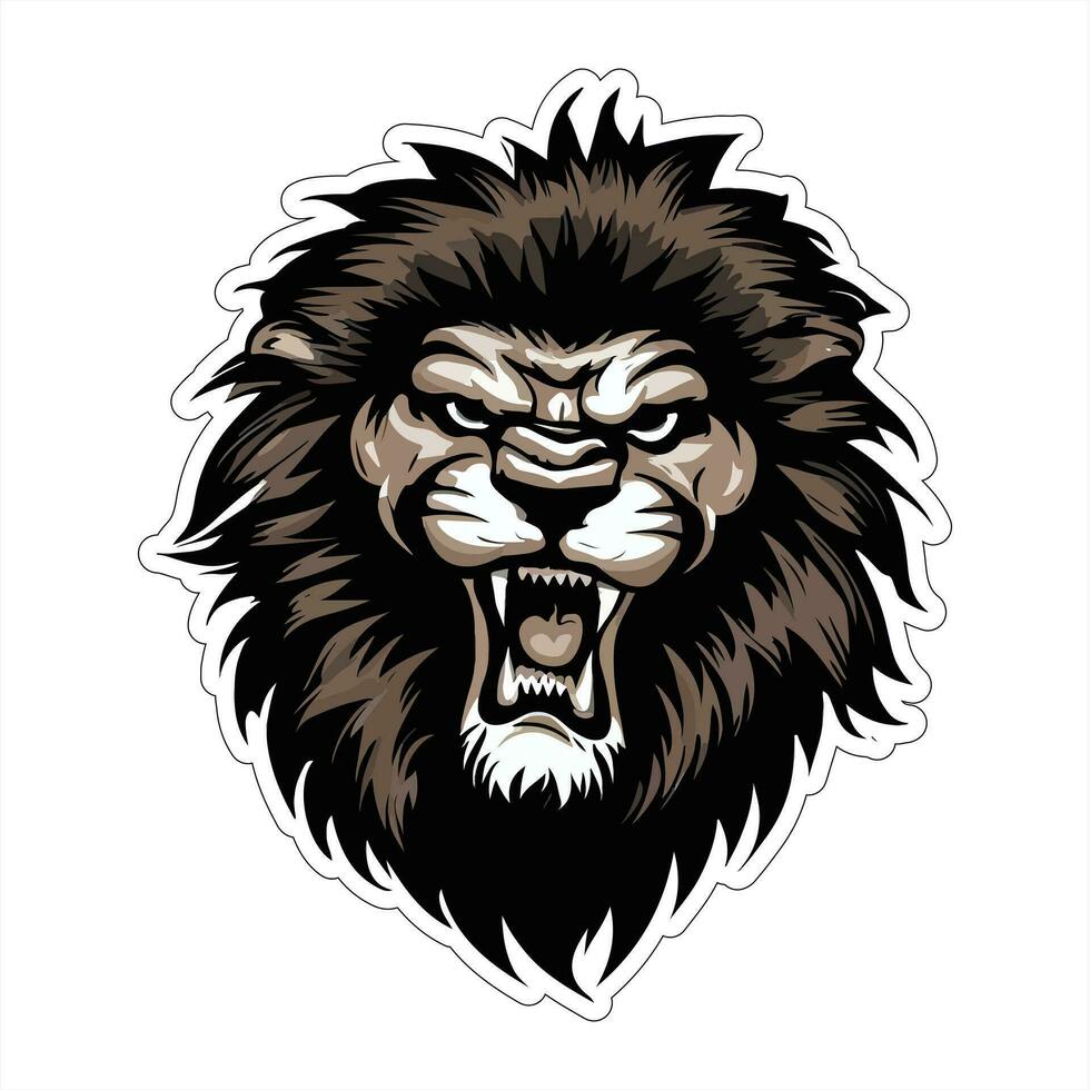 Lion face and head vector art sticker and logo template