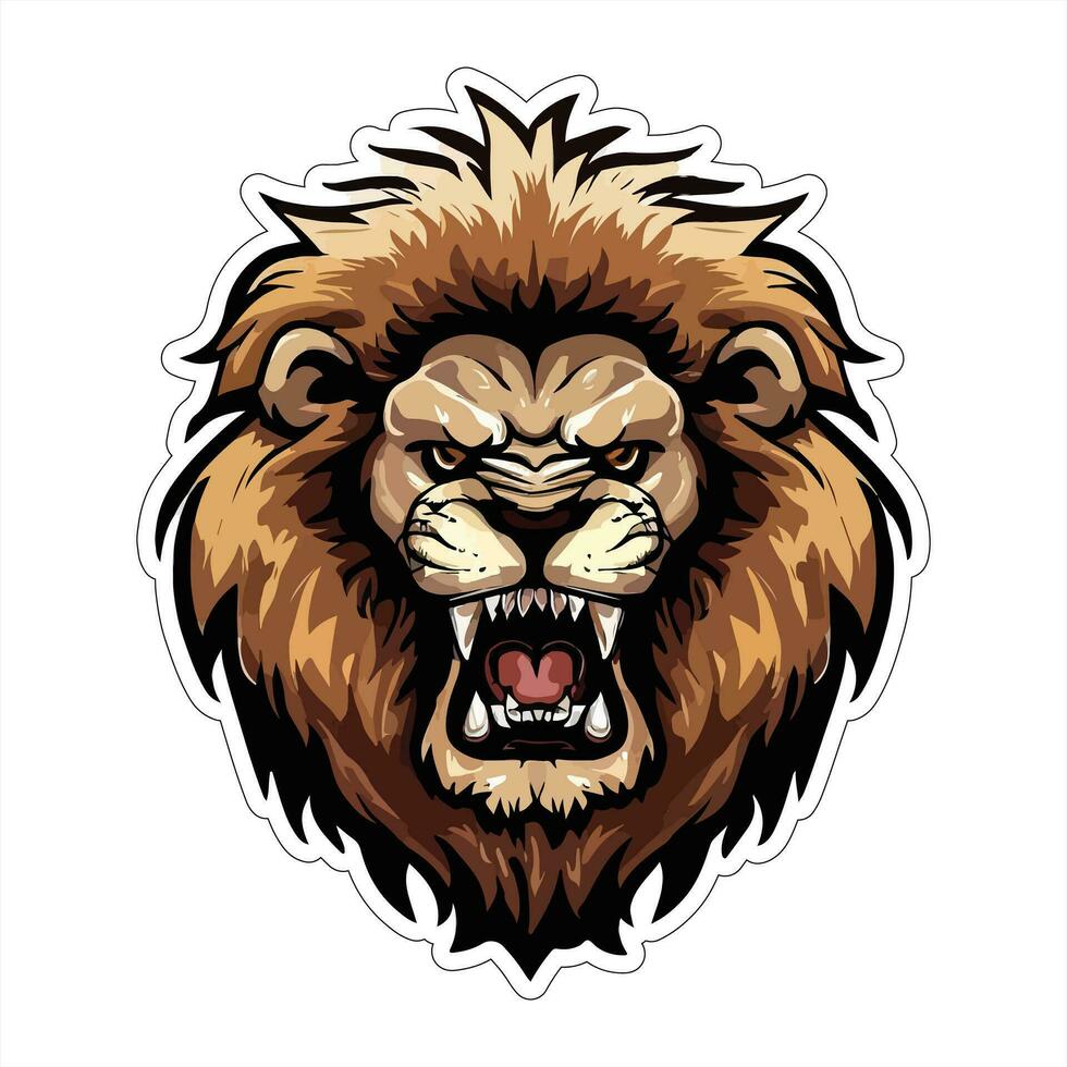 Lion face and head vector art sticker and logo template