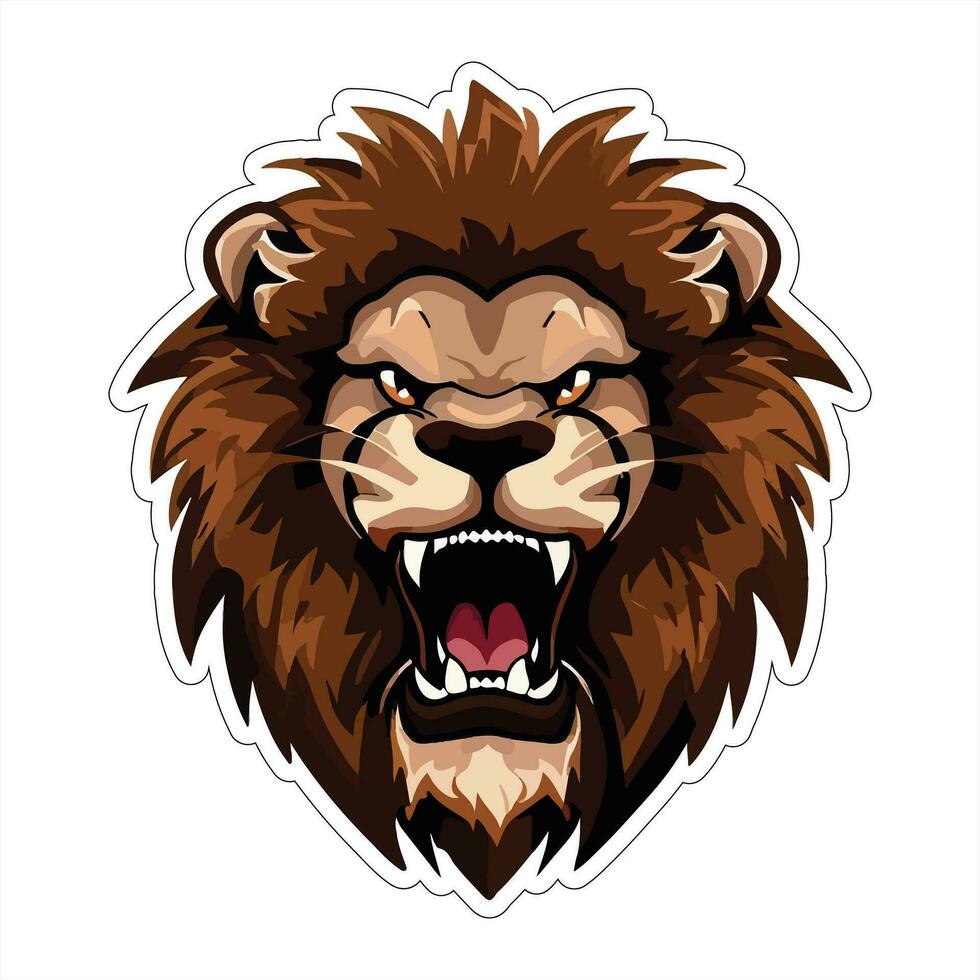 Lion face and head vector art sticker and logo template