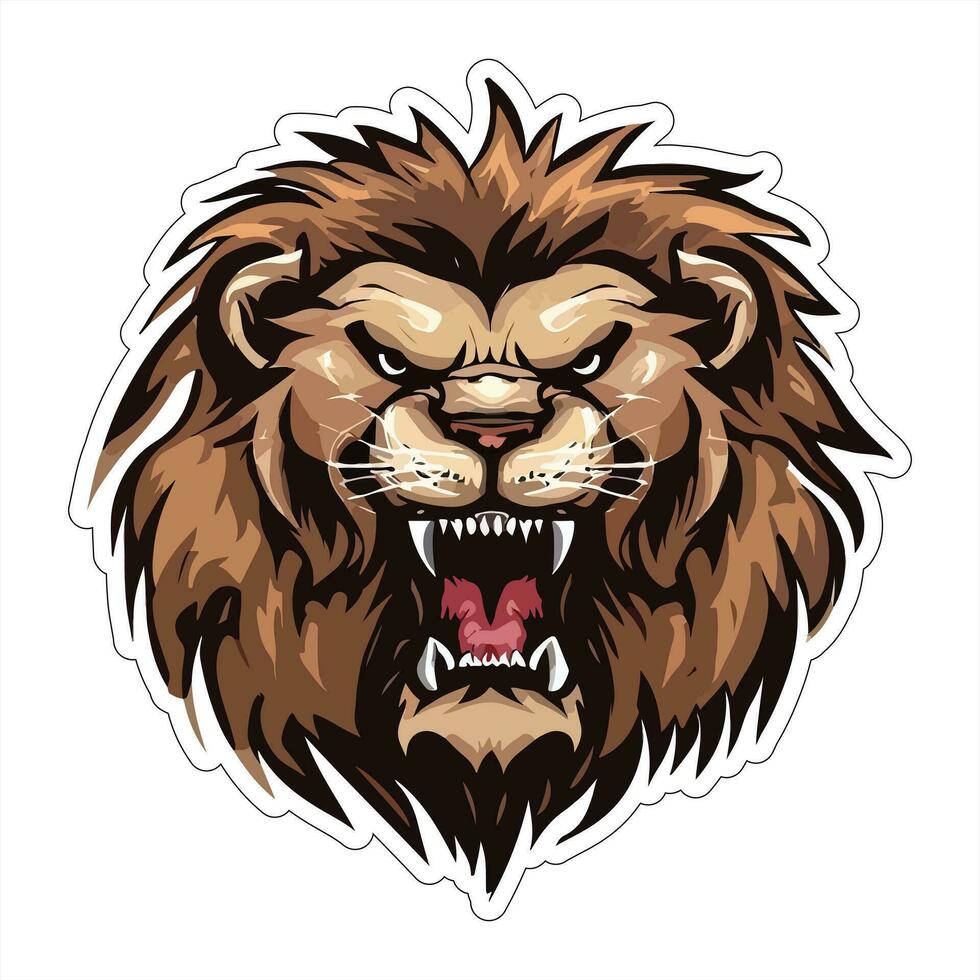 Lion face and head vector art sticker and logo template