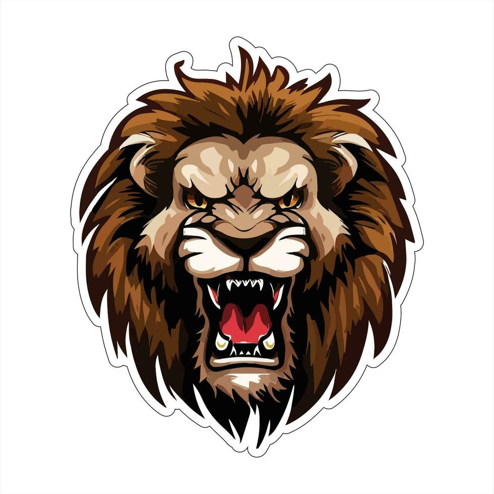 Lion face and head vector art sticker and logo template