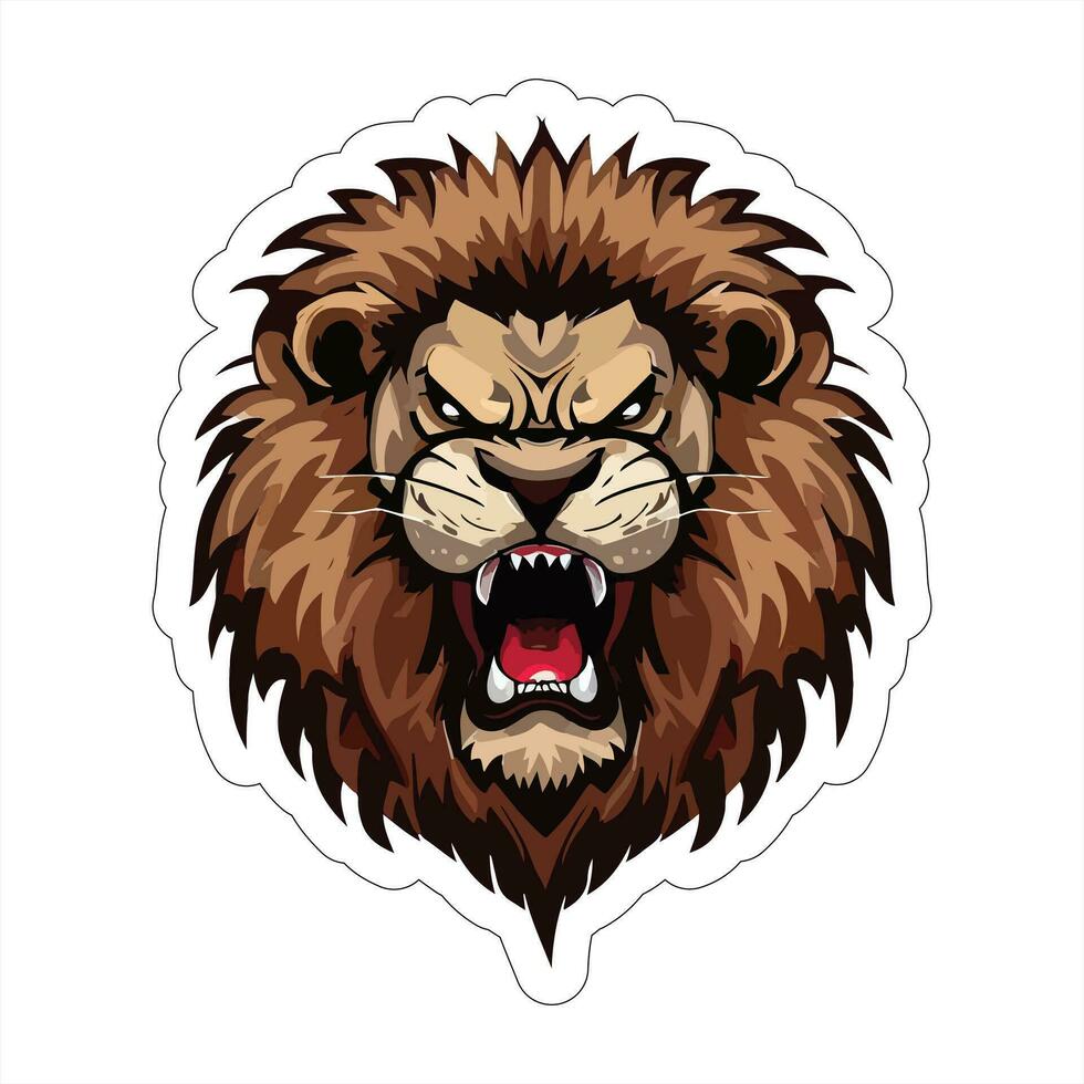 Lion face and head vector art sticker and logo template