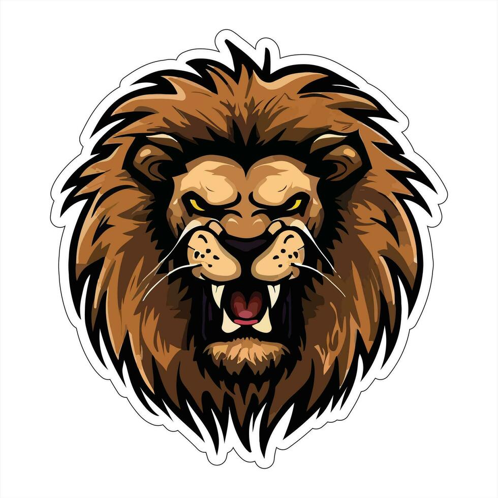 Lion face and head vector art sticker and logo template